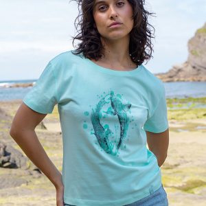 Camiseta orgánica azul caribe PECES