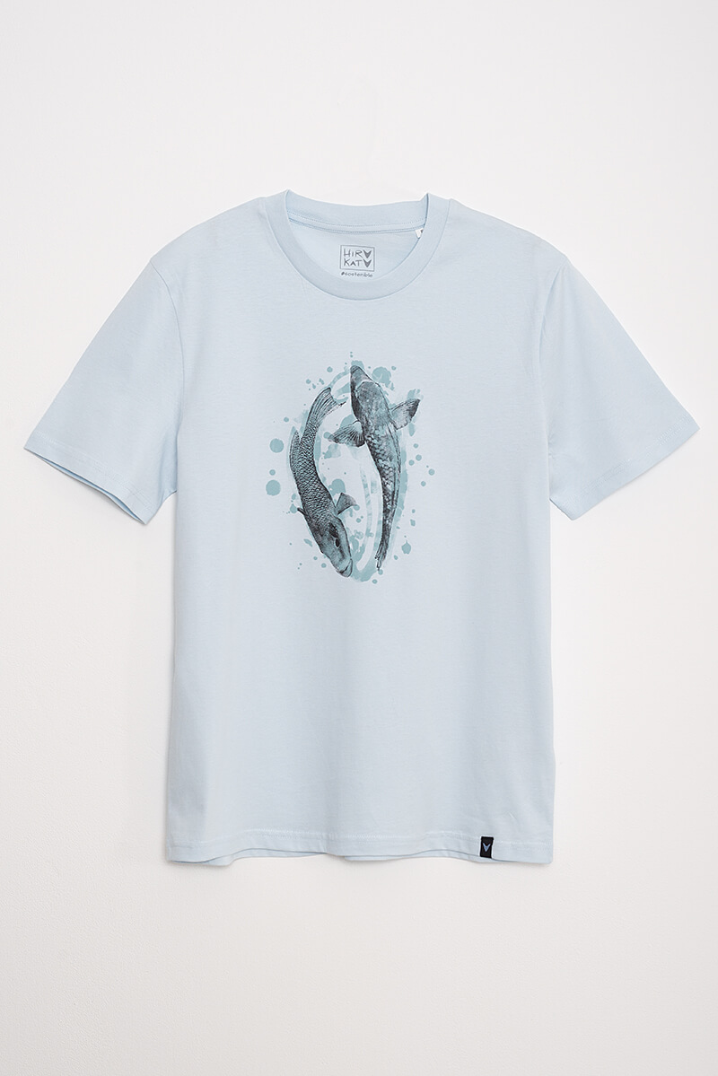 Camiseta orgánica azul hielo unisex PECES - Imagen 2