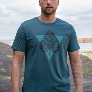 Camiseta orgánica azul galaxia unisex HOJA