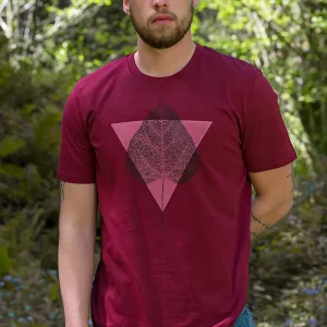 Camiseta orgánica granate unisex HOJA