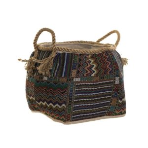 CESTA FIBRA ALGODÓN MULTICOLOR