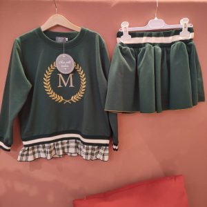 Conjunto falda verde/dorado