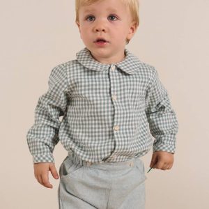 Camisa vichy verde bebé