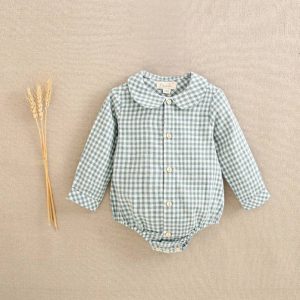 Camisa tipo ranita vichy verde