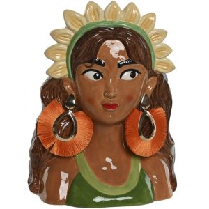 MACETERO BUSTO CHICA PENDIENTES NARANJAS