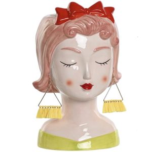 MACETERO BUSTO CHICA PENDIENTES AMARILLOS