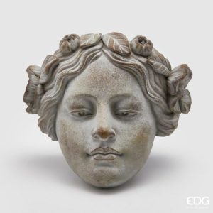 MACETERO CEMENTO CABEZA MUJER FLORES PELO