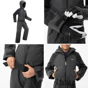 MONO DE ESQUÍ NIÑOS CÁLIDO E IMPERMEABLE 500 GRIS