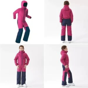 Mono de Esquí y Nieve Impermeable Niño Wedze SKI-P 100 rosa zaul marino