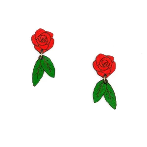 PENDIENTES RED ROSE. MATERIA RICA