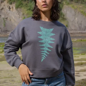 Sudadera orgánica mujer gris antracita HELECHO