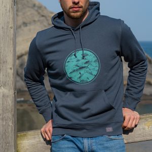 Sudadera orgánica capucha gris azulada unisex SUBMARINO