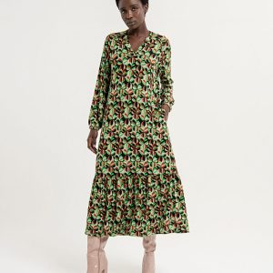 VESTIDO LARGO ESTAMPADO VERDE SURKANA