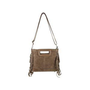 Bolso Bandolera en Piel de Serraje con Flecos Laterales y Gran Calidad Mujer