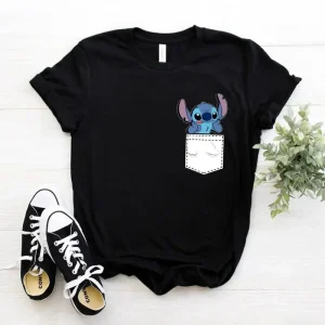 Camiseta Stitch En Bolsillo