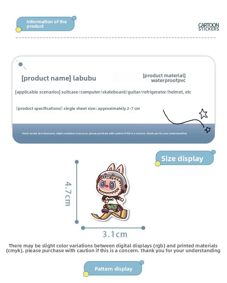 Pegatinas Labubu – Set de 80 pegatinas vinilo impermeables | Stickers coleccionables y decorativos - Imagen 7