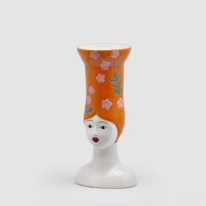 MACETERO BUSTO CERÁMICA NARANJA