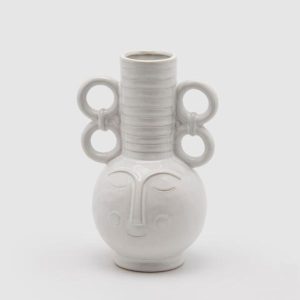 JARRÓN CERÁMICA ASAS BLANCO