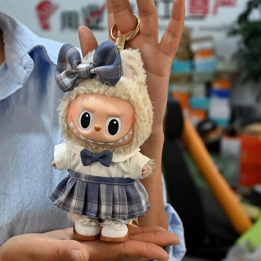 Conjunto de Ropa Kawaii para Muñeca Labubu – Vestido Azul con Lazo