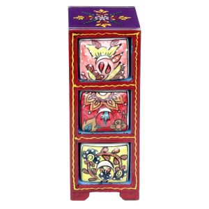 JOYERO MADERA Y CERÁMICA 3 CAJONES