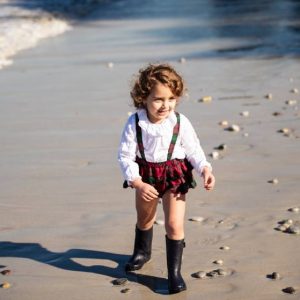 Conjunto cuadro granate niña