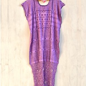 Huipil «Valentina» fleco largo morado