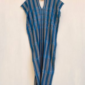 Huipil «Valentina» rayas azul y piedra