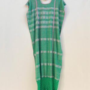 Huipil «Valentina» verde y rosa