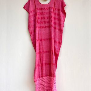 Huipil «Valentina» rojo y rosa