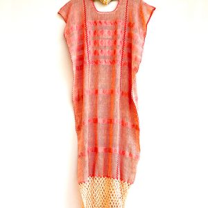 Huipil «Valentina» mandarina y beige